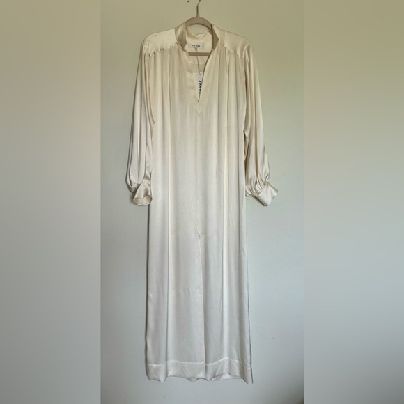 FRAME Silk Kaftan Maxi Dress White - Picture 4 of 12